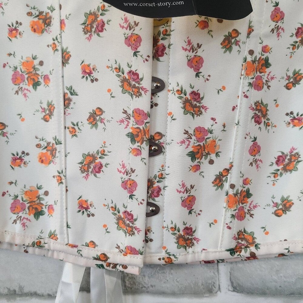 Corset Story Bustier Top Foral Hook Front Tie Back UK 24 US 20 NEW Coquette - Picture 7 of 11